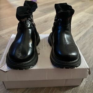 Black Ankle Boots with Knit Cuff